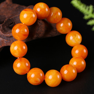 Baltic Chicken Oil Yellow Old Beeswax Bracelet Large Men's and Women's Amber Beads Bracelet Floating Salt Water Fluorescent
