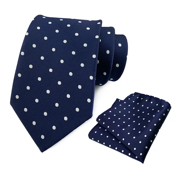 Factory Ready-Made Direct Supply Set Polka Dot Elegant Men's Suit Tie Pocket Scarf Set