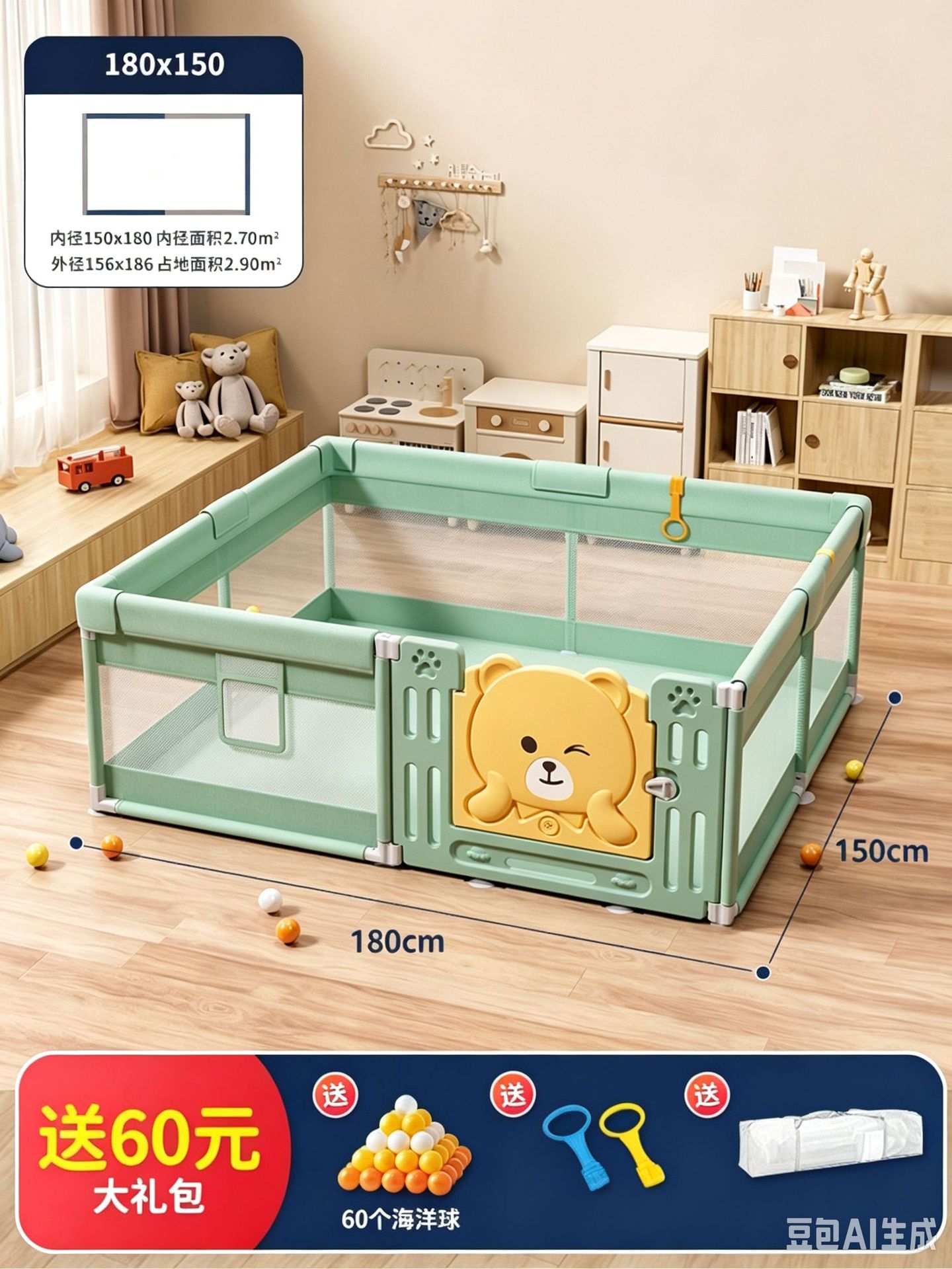 Corralito de Seguridad para Bebés de Tela De Seguridad para Casa image 11