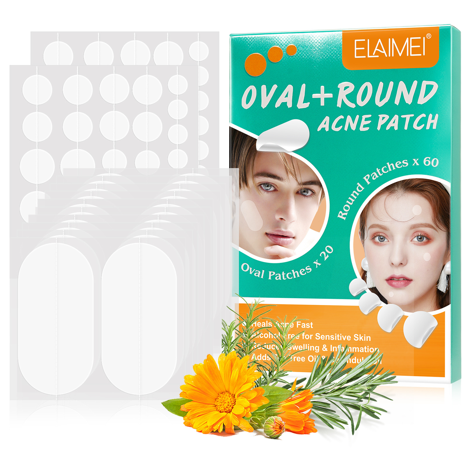 Elaimei estrella acné parche melocotón corazón color multi-forma acné parche portátil invisible transparente acné parche