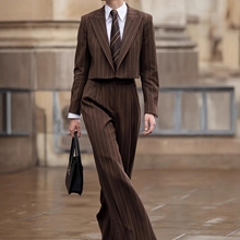 亚马逊热卖制服职业装女装套装条纹西装tik tok新款shein同款