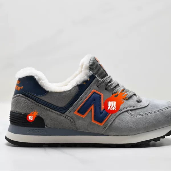 Putian Shoes Nb574 Original Gray Low-Top Sneakers for Men and Women, Couple's Autumn and Winter Fleece-Lined Warm Retro Casual Sports Running Shoes