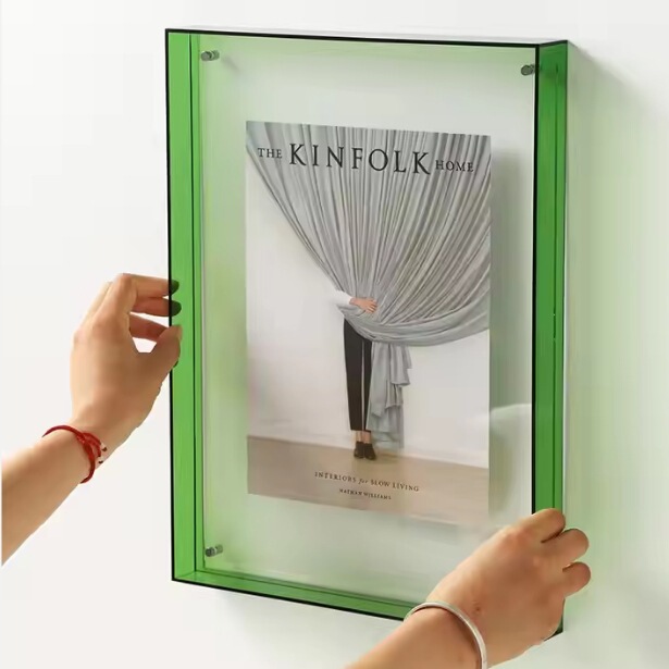 Acrylic Wall Mounted Desktop Photo Frame Office Decoration 4X6 Acrylic Picture Frame Colorful Floating Picture Frame Neon