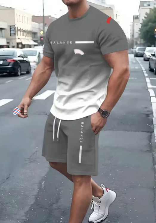 Conjunto de camisetas y pantalones de manga corta a la moda, los más vendidos en Amazon en 2026, ropa holgada para hombre con estampado digital 3D y colores degradados