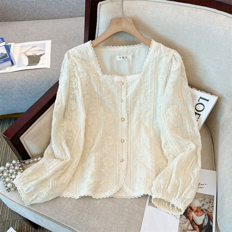 2026 new autumn embroidered long-sleeved chiffon shirt, a stylish and youthful top for women, perfect as an inner layer for spring and autumn 2026 new autumn embroidered long-sleeved chiffon shirt, a stylish and youthful top for women, perfect as an inner layer for spring and autumn