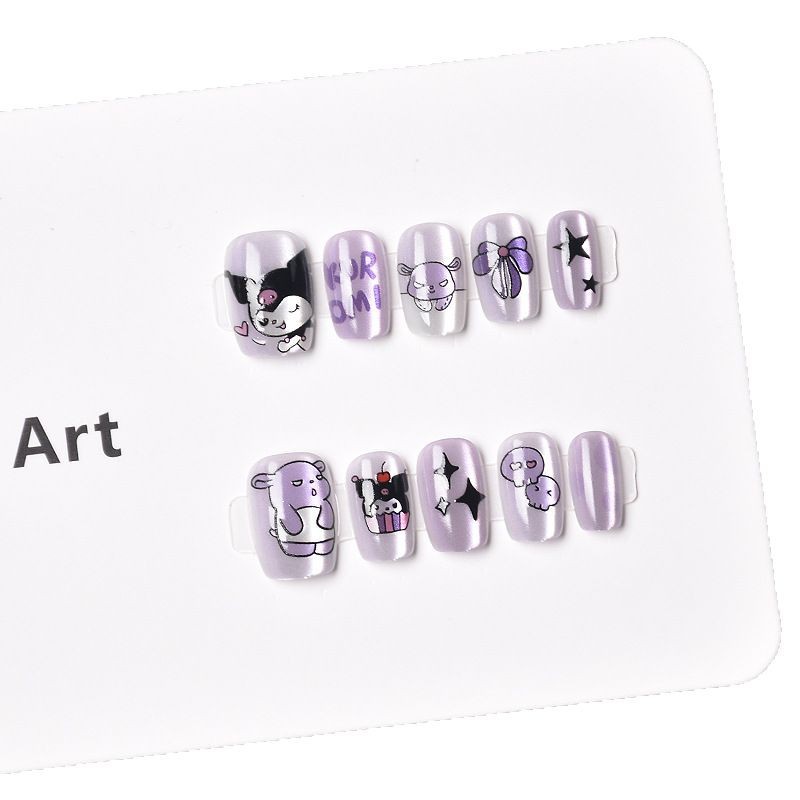 Ojo de gato transfronterizo, uñas, uñas, ojos de gato de estilo chino, uñas prefabricadas, uñas postizas cortas, uñas