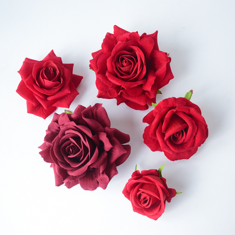 Simulation 10cm flannel rose flower head wedding scene decoration floral DIY artificial flower arrangement wrist flower wholesale flower wall