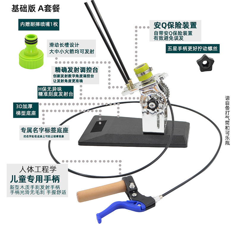 自制六年级水火箭喷嘴户外学生研学材料套装科学实验螺纹发射模型|undefined