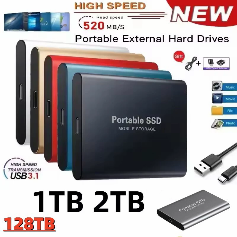 Внешний SSD портативный 1ТБ/2ТБ, высокоскоростной, большая ёмкость до 8ТБ (наличный товар)