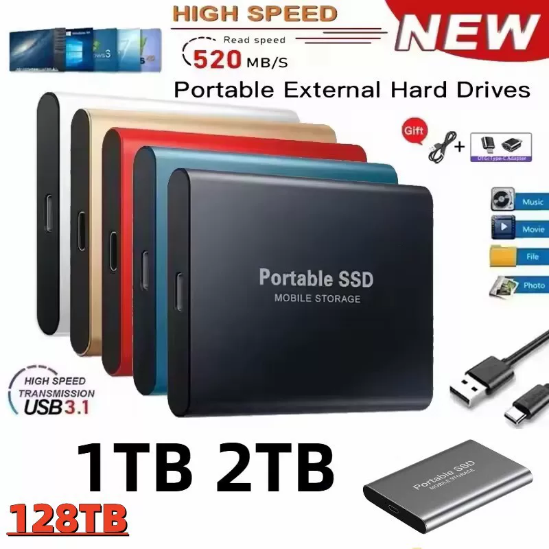 Внешний SSD портативный 1ТБ/2ТБ, высокоскоростной, большая ёмкость до 8ТБ (наличный товар)