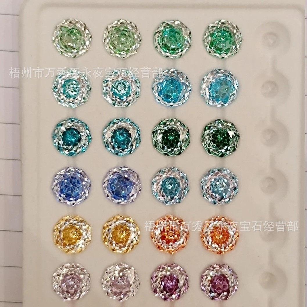 幻彩双色糖心ミレニアムローズカットジルコニアピアスアクセサリーメッキDIYジュエリー小紅書人気商品裸石