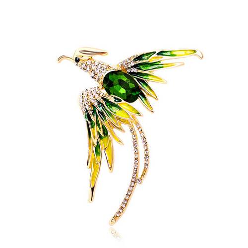 Korean version of the new reborn phoenix rhinestone brooch, fashionable and atmospheric animal clothing pin, elegant clothing accessories