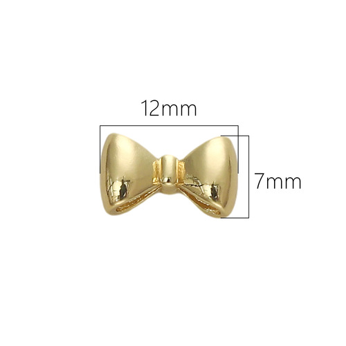 Color-Keeping 14K Gold Plated Copper Smooth Butterfly Knot Separating Bead Bracelet Necklace DIY Craft Material Accessory Wholesale
