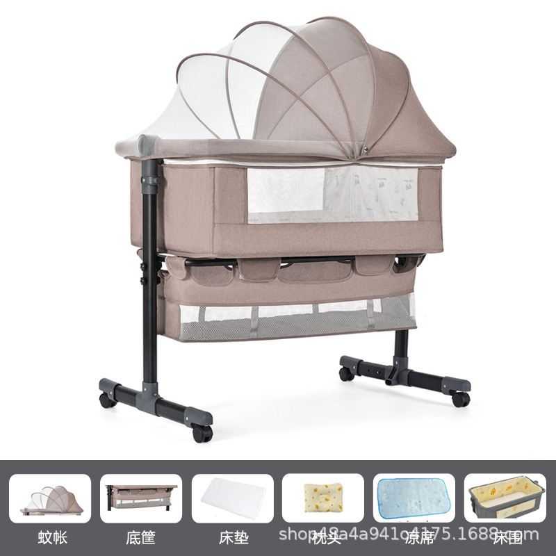 Cama multifuncional para recién nacidos, cama grande, cama para bebés, cuna plegable, elevación móvil y portátil image 12