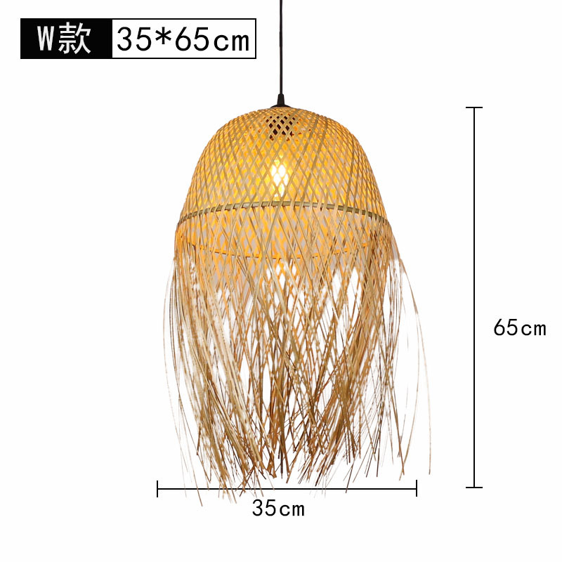 Lámpara de araña tejida de bambú Restaurante chino Lámpara de salón de té de linterna de bambú Restaurante japonés Sombrero de paja Lámpara de araña tejida de ratán B & B