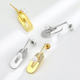 Небольшой дизайнерский модный аксессуар, геометричные серьги с цирконом, европейский стиль, изысканный стиль, простой и элегантный дизайн, микроинкрустация