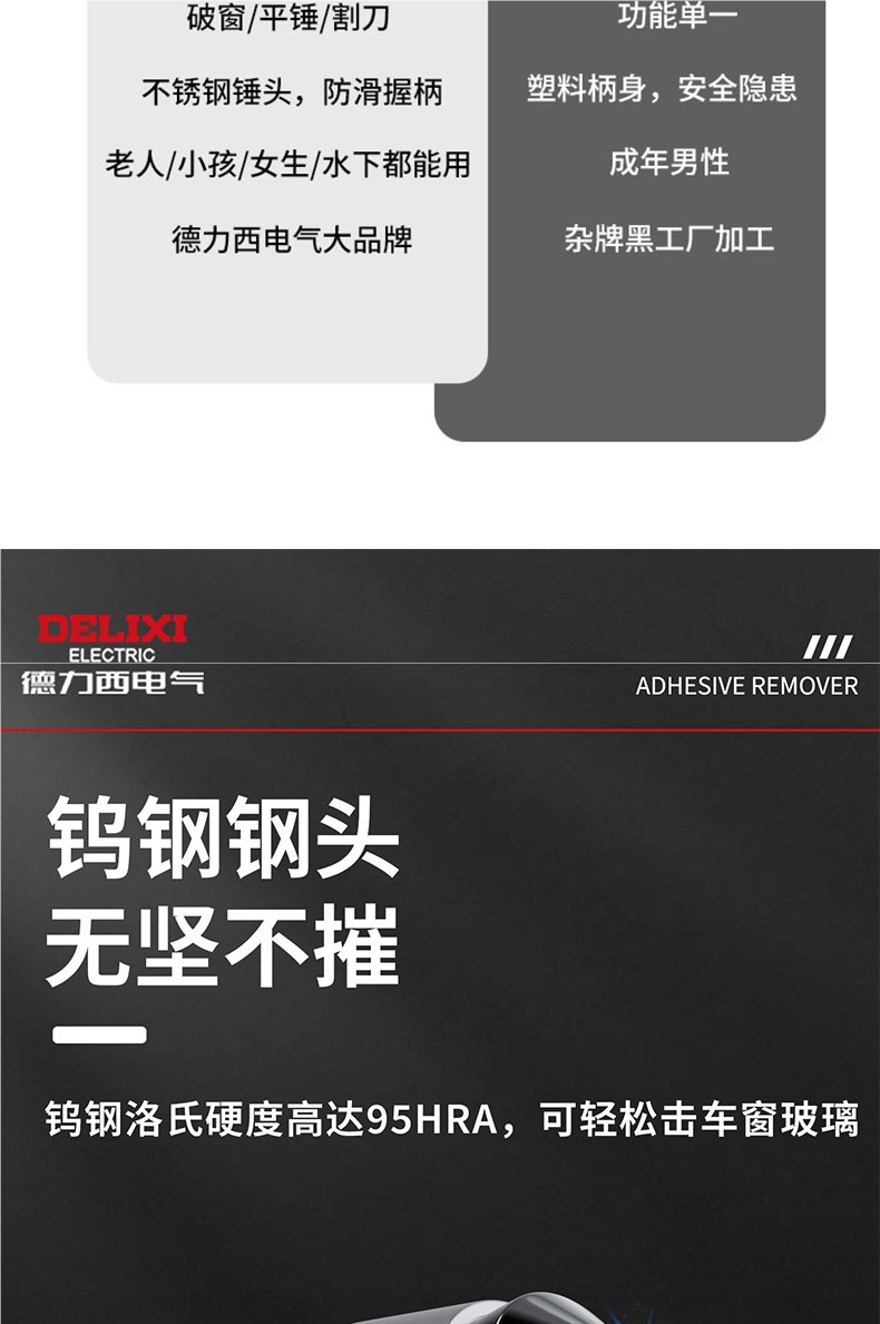 Delixi Electric Car Safety Hammer Vehicle Window Breaker Escape Device Car Window Glass Breaker Vehicle Fire Hammer