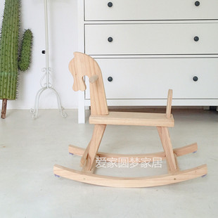 Small Pure Solid Wood Rocking Horse Baby Balance Training Chair Car 3 Weeks and 2 Years Old Dual-Purpose Chewable Birthday Gift