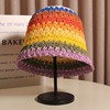 Rainbow straw bucket, summer beach Japanese hat, sun protection