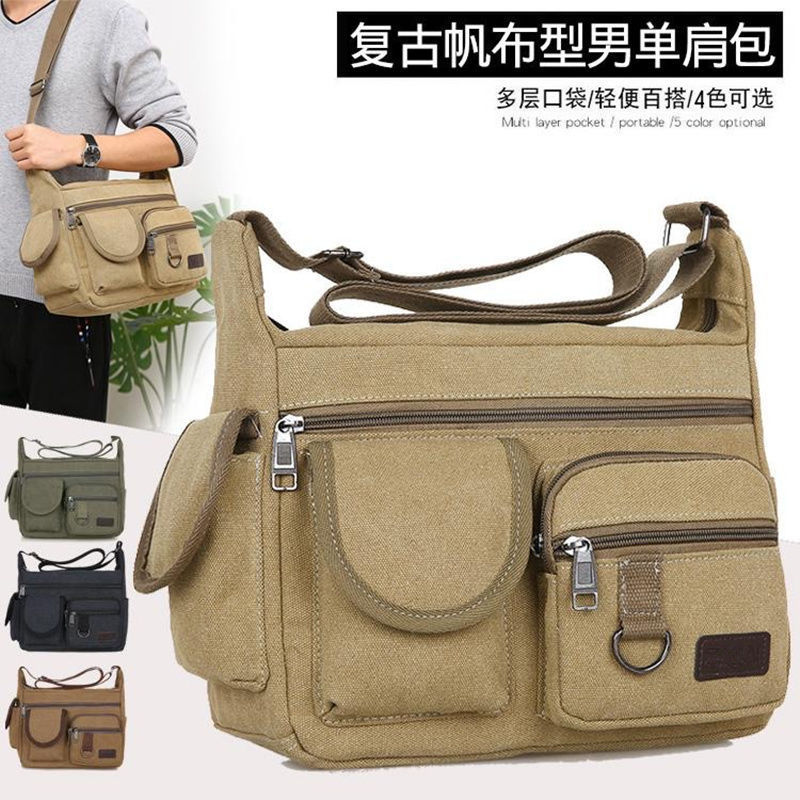Business Postman Canvas Bag Men's Satchel Casual Men's Bag Express Men's Bag Backpack Large Capacity Crossbody Shoulder Bag