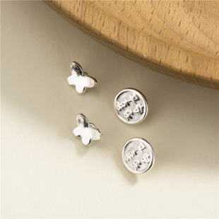 S999 Foot Silver Button Small Butterfly Button Round Ping An Happy Tail Buckle DIY Rope Wided Bracelet Connection Buckle Accessories