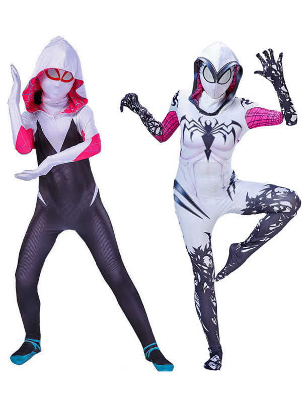 グウェンスパイダータイツマンコス衣装パラレルユニバース服コスプレジャンプスーツ子供大人の衣装|undefined