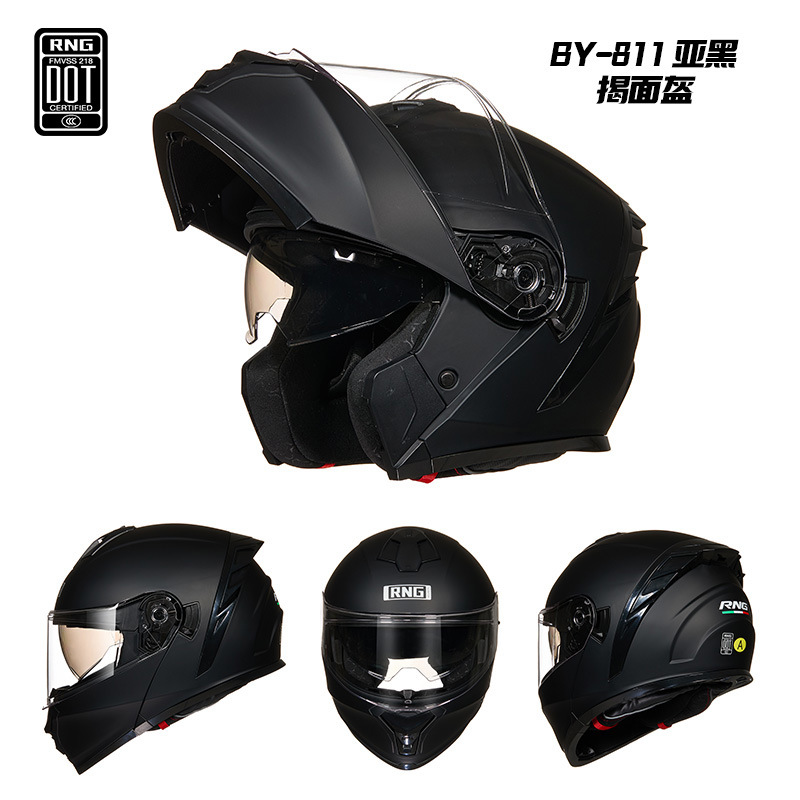 Casco de invierno de doble espejo RNG para hombres y mujeres, casco eléctrico medio completo, casco de cola grande, casco de motocicleta bluetooth de cuatro estaciones