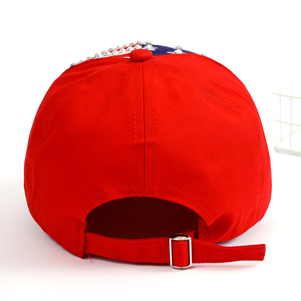Otoño e Invierno nuevo estilo coreano de moda nueva bandera americana diamante-incrustado Denim béisbol lavado verano al aire libre sombrero de sol gorra