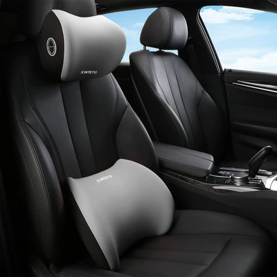 Car Lumbar Support Cushion for Waist support - gray-headrest-lumbar-pillow-standard