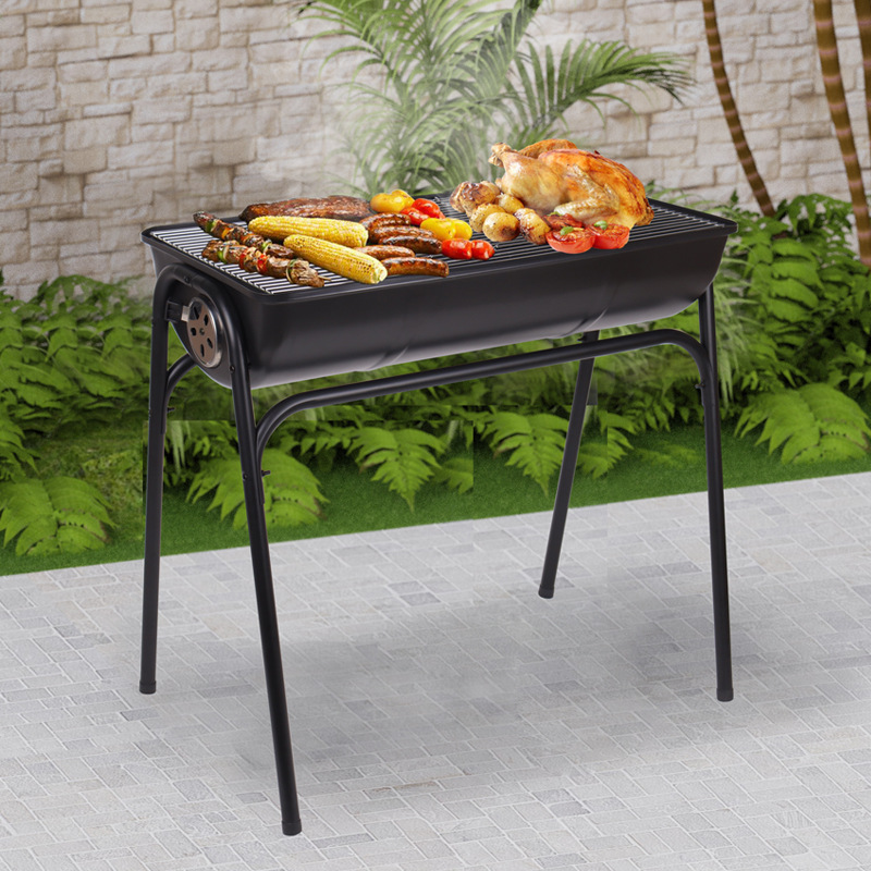 Barbacoa de medio lado al por mayor Barbacoa portátil al aire libre Barbacoa para acampar en el campo en el hogar Barbacoa de carbón