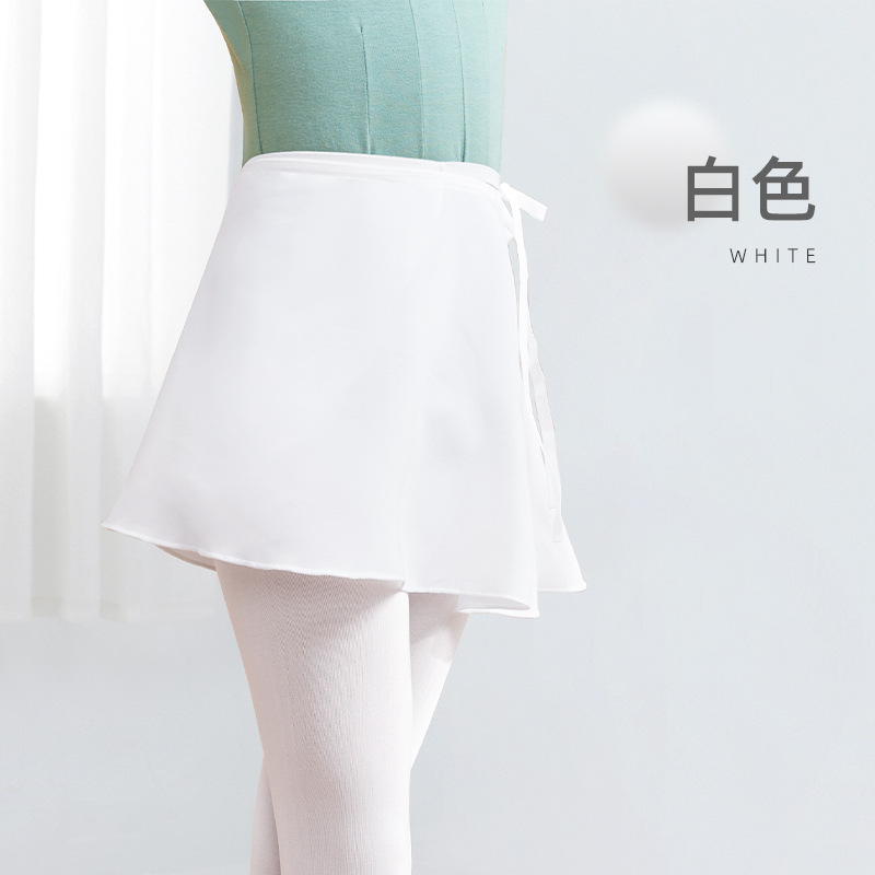 Falda de baile para niños y mujeres con cordones, falda de media longitud con correas elásticas, falda de gasa de una pieza, falda de ejercicio, falda de ballet