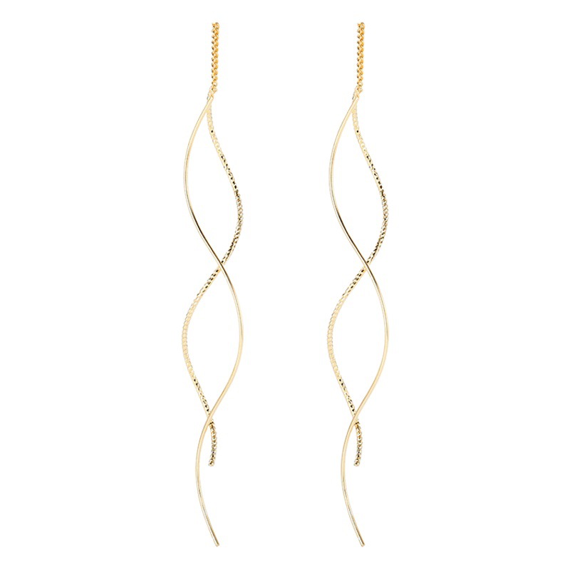 Wave Ear Wire Women's Accessible Luxury Niche Design Long Tassel Earrings Geometric Work Clothing Elegant Earrings Drop Shipping