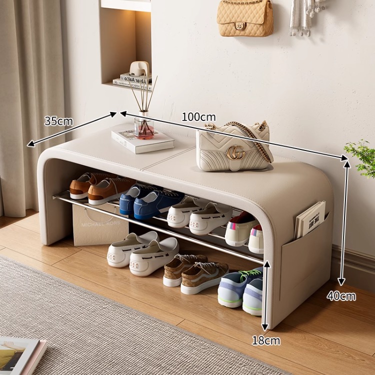 Entrada a la casa, lujo ligero, sensación de alta gama, entrada, asiento, almacenamiento, uso de taburetes para zapatos, zapatero integrado, zapatero, taburete para cambiar zapatos en casa en la puerta
