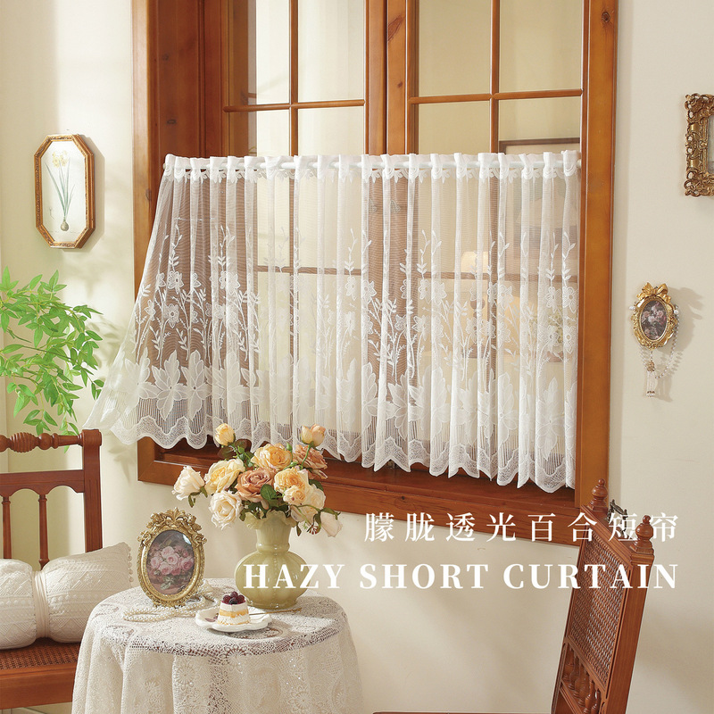 White Sheer Curtains That Let Light through but Not People, Providing a Dreamy Ambiance for Windows and Bay Windows, Half Curtains, Short Curtains, French-Style Short Curtains, and Blackout Curtains, No Need for Drilling