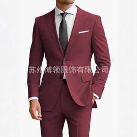 新款男士西装婚礼休闲男士西服修身外贸跨境男士西装两件套礼服