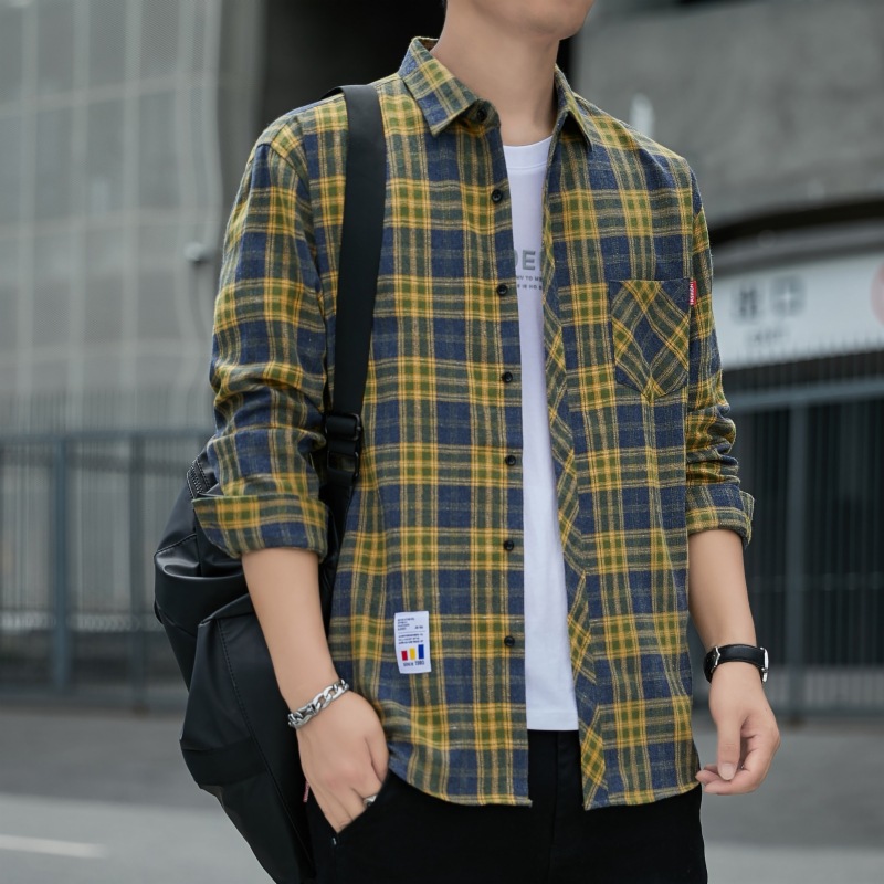 Diyu Dragon hombres camisa a cuadros abrigo suelto 2023 Otoño e Invierno de manga larga casual Top hombres camisa niños