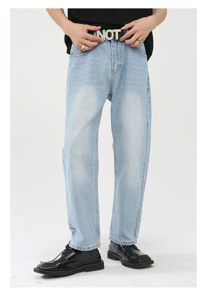 Quần jean nam ống thẳng lửng 9 tấc cạp vừa phong cách Hàn Quốc — Màu xám, Màu đen, Xanh denim, Xanh lam đậm chi tiết 16