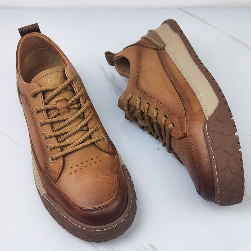 Spring top layer cowhide board shoes sports, comfortable and casual single genuine leather for men's shoes, versatile_voghion.com