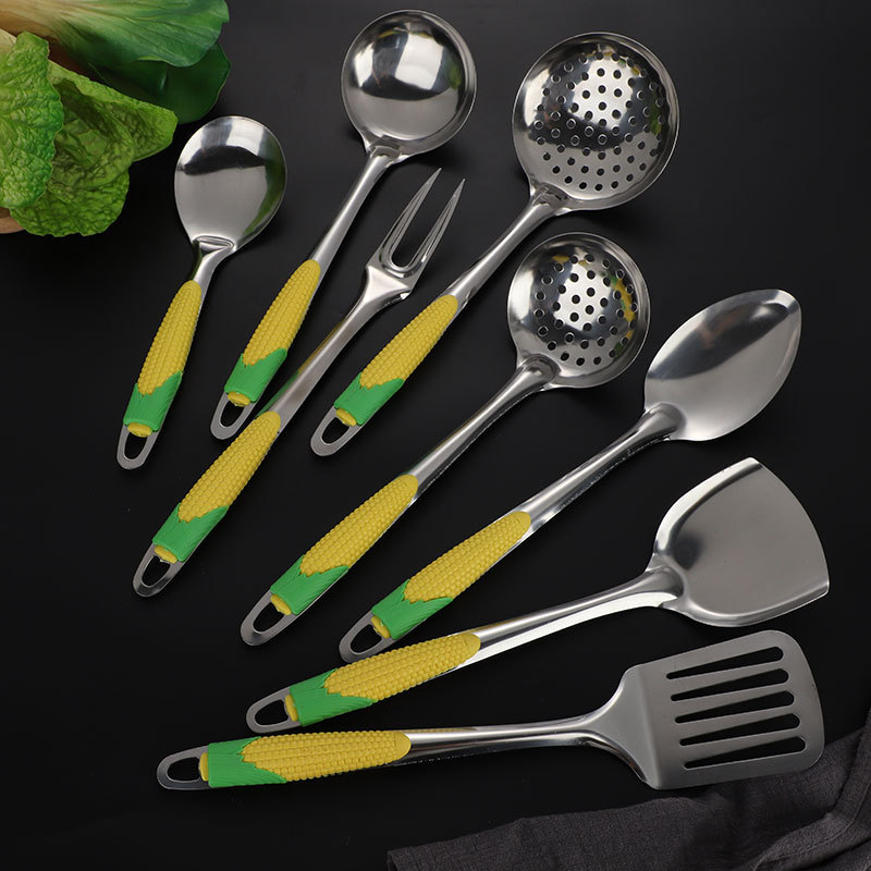 ステンレス食器セット鍋シャベルセットキッチン炒めシャベルスプーン漏れスプーン肉フォークスプーン家庭用スプーン|undefined