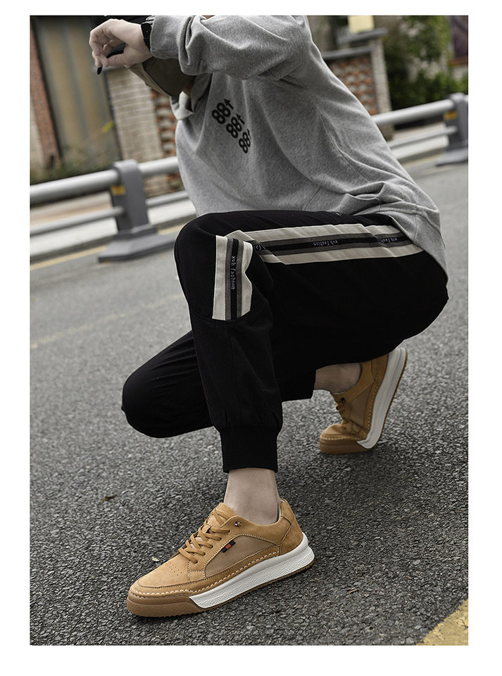 Giày sneaker nam da thật lộn nhung đế dày cổ thấp dáng thể thao — Màu vàng 2633, Màu xám 2633 chi tiết 22