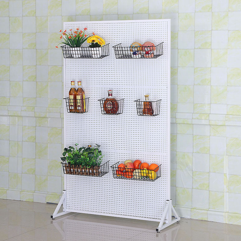 洞洞板多孔板展示架双面单面落地工具货架上墙移动铁板网架地摊架