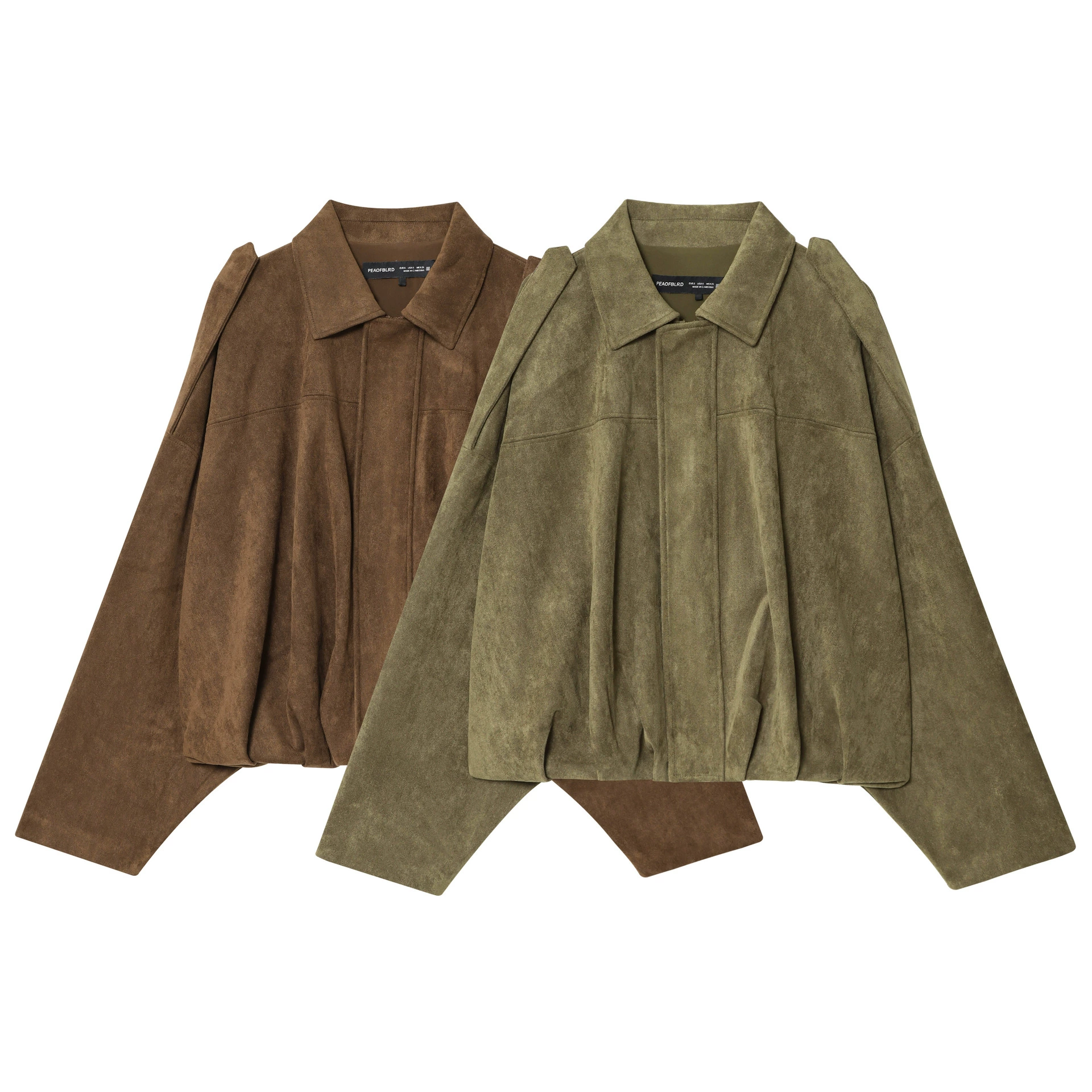 2025 Fall Casual Women's Solid Color Faux Suede Effect Bomber Jacket