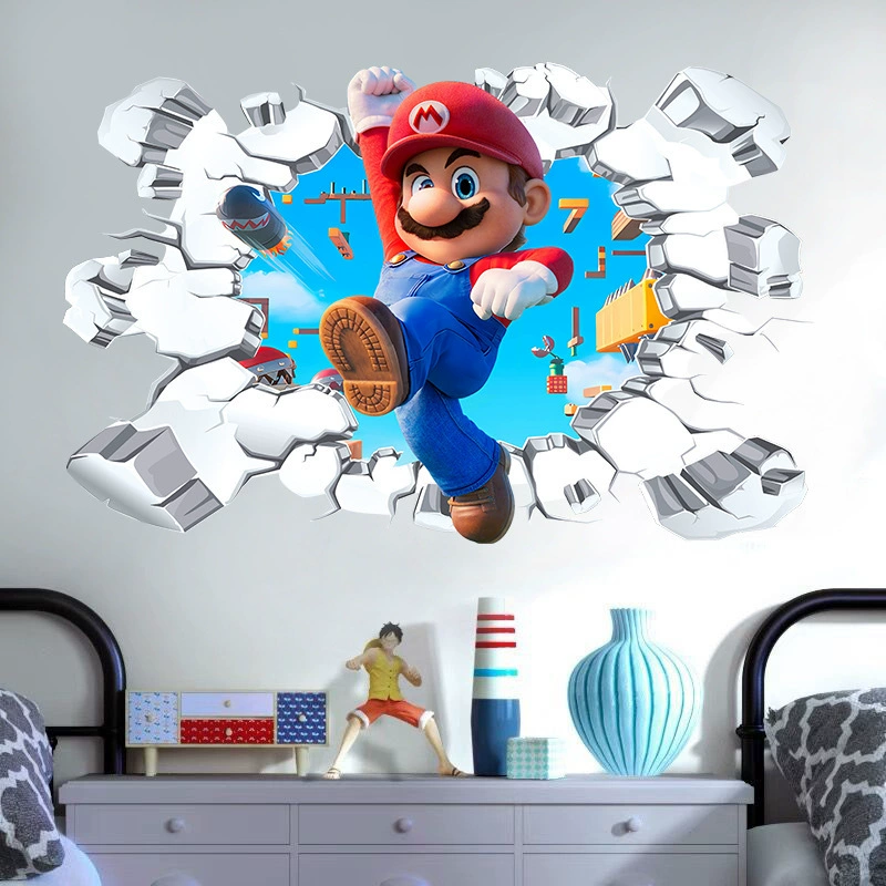 Марио наклейки супер Мэри Марио наклейки Детская комната дети мультфильм самоклеящаяся водонепроницаемая настенная наклейка