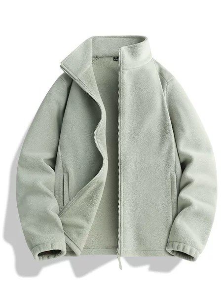 2026 Autumn New Couple's Outdoor Casual Warm Jacket, Non-Pilling, Fashionable Jacket for Men and Women, Solid Color Fleece Coat