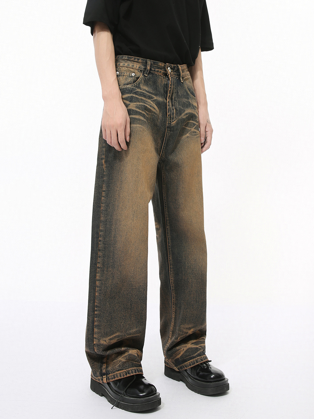 MTLCLOTHES Hombres| Nuevos productos de otoño retro diseño de raspado de la calle para hacer la moda de los jeans sueltos viejos