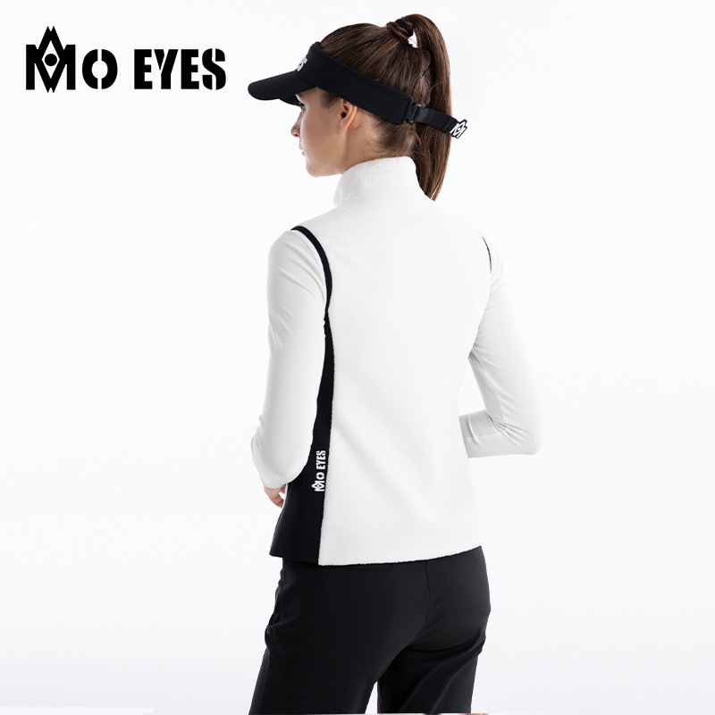 Áo ghi lê lông vũ nữ giữ ấm mùa thu đông – phong cách golf — M23YF025-Áo vest đen (lông cừu cực), M23YF025-Áo vest trắng (lông cừu cực)