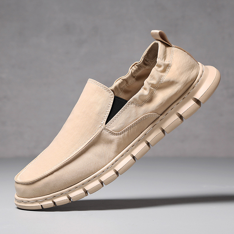 High-Quality Waterproof Umbrella Fabric Casual Men's Elastic Slip-On Old Beijing Cloth Loafers One-Step Dad Shoes_vogvips.com