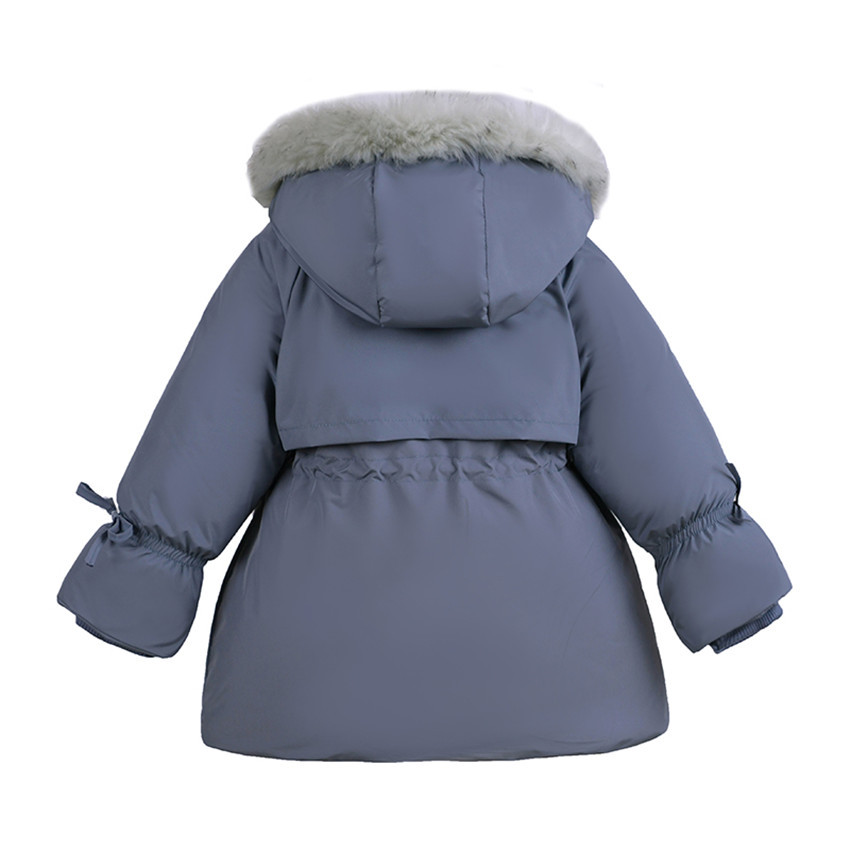 New Korean Style Girls' Mid Length Parka Coat With Drawstring Waist And Thick Cotton Coat_voghion.com