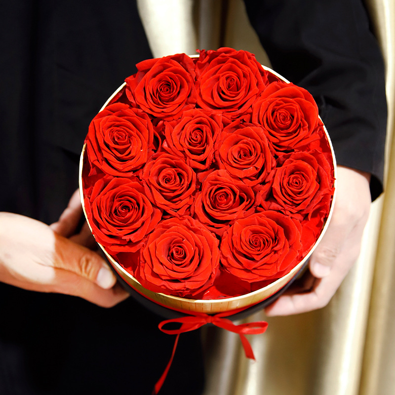 Curry Sur flor eterna borde dorado abrazo cubo caja de regalo Rosa producto regalo decoración del hogar Decoración para novia