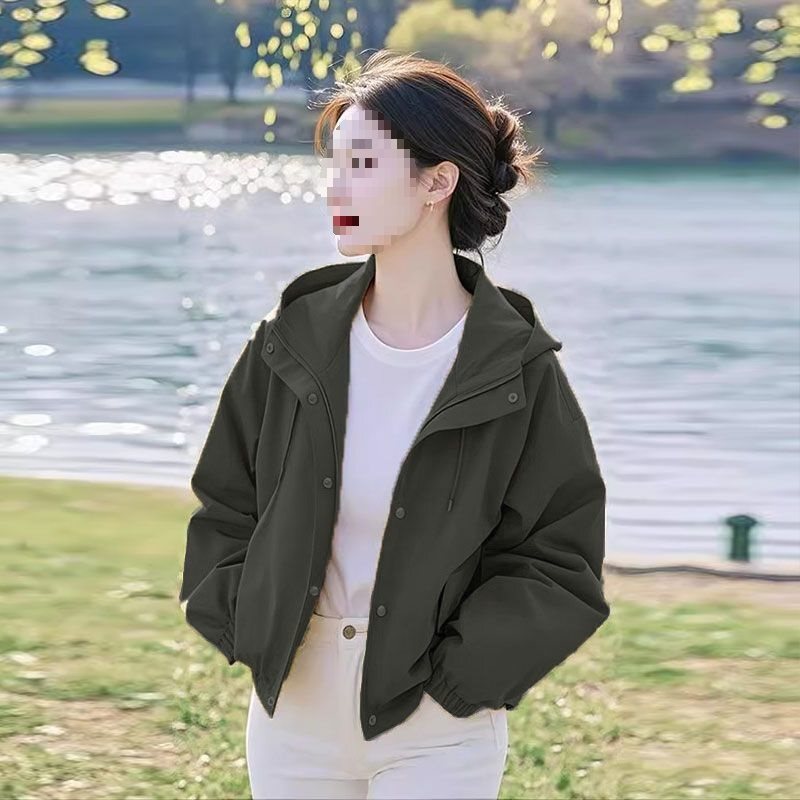 春季新款今年流行超好看休闲小众宽松黄色连帽短款外套女|undefined